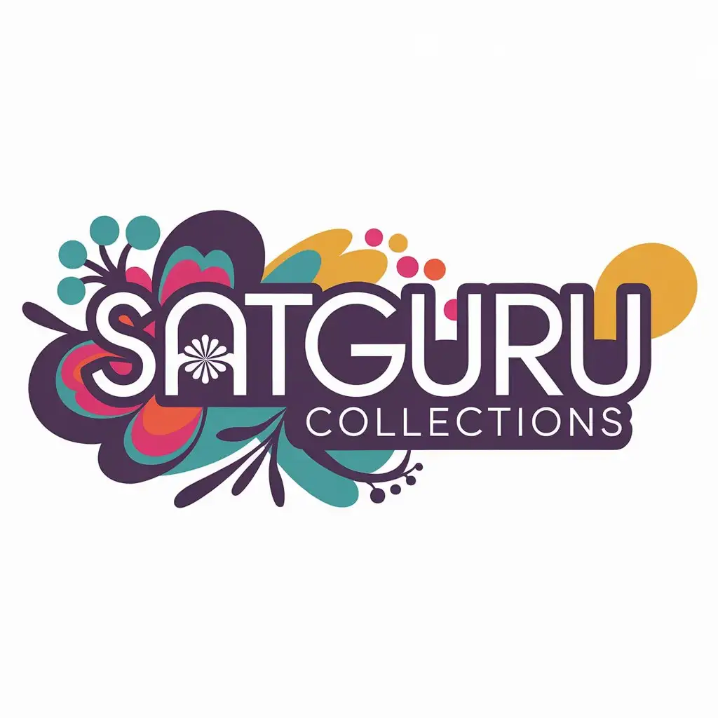 LOGO Design for Satguru Collections Vibrant Word Mark with Floral Patterns for Ladies Indian Wear