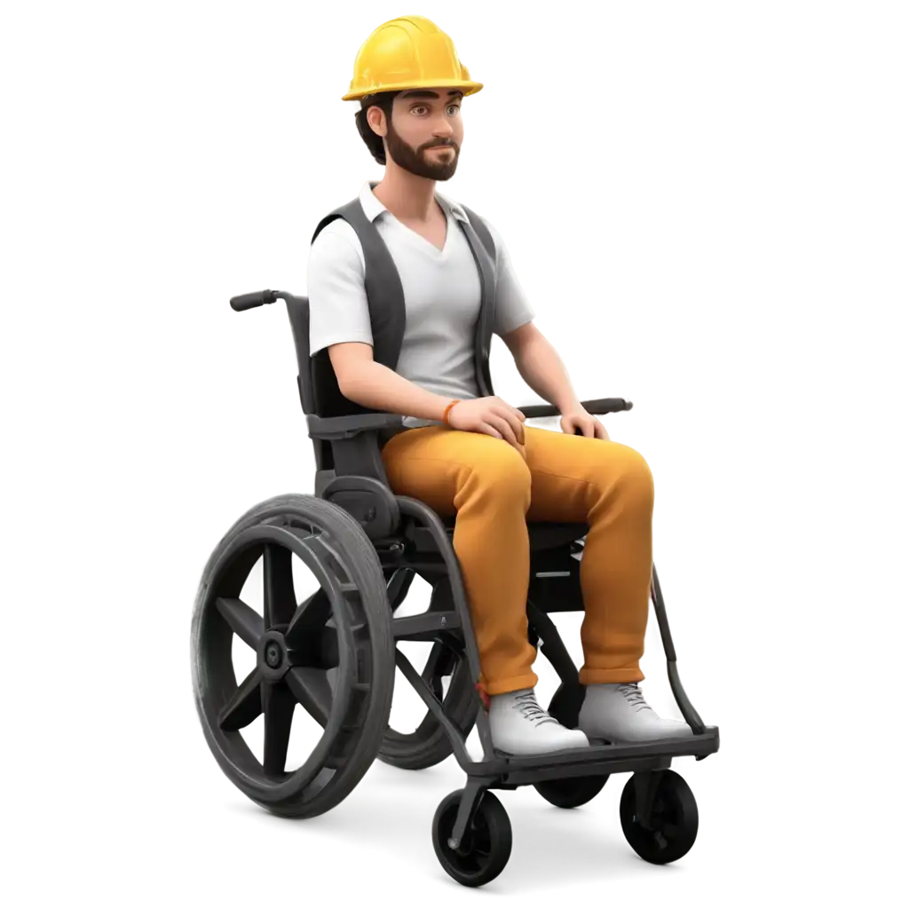 Create a realistic image of a construction worker in wheel chair