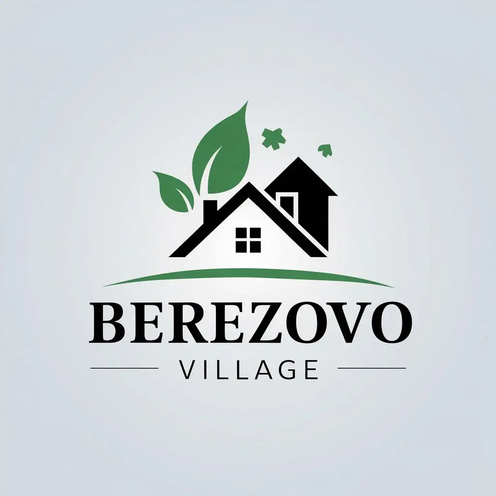 LOGO-Design-for-Berezovo-Village-Leaf-and-House-Symbol-in-Real-Estate-Industry