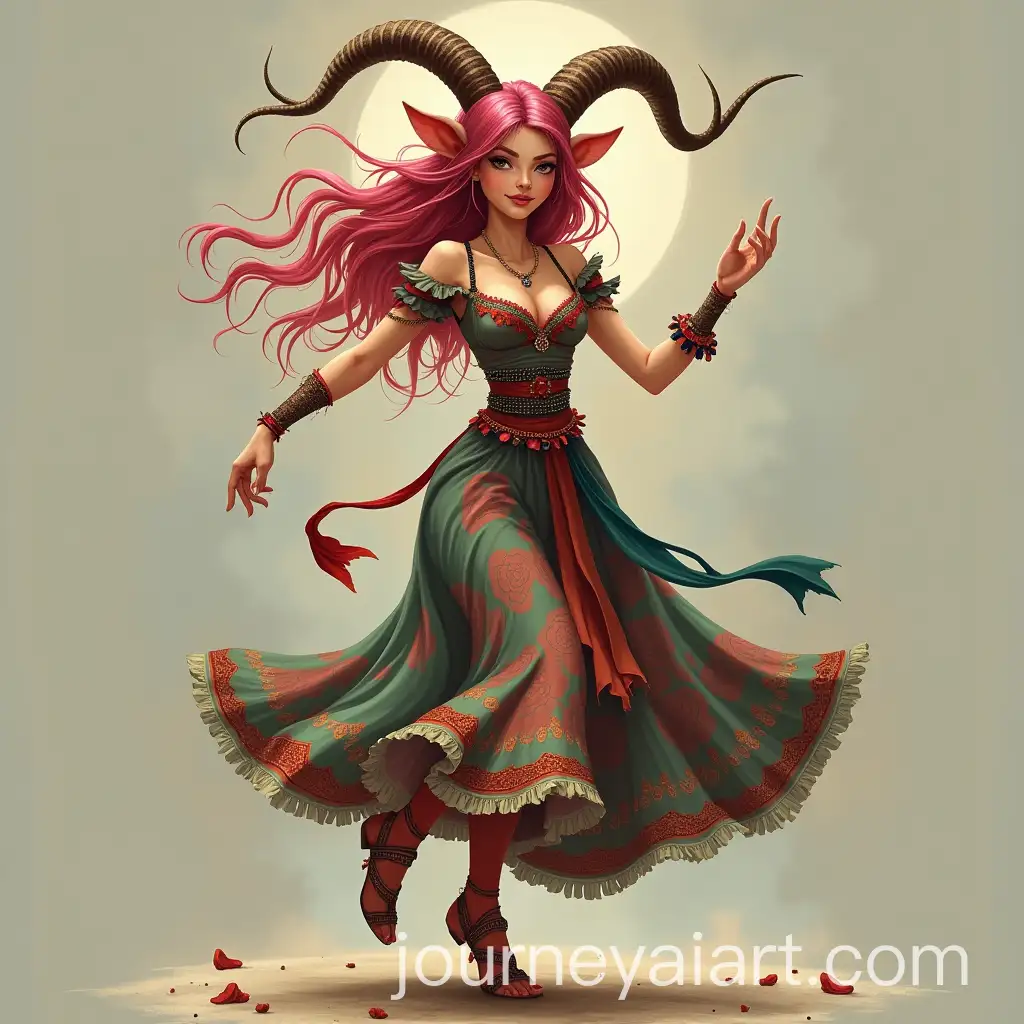 PinkishRed-Haired-GirlFAI-Image-Prompt-Expansionaun-Dancing-in-Multicolored-Gypsy-Dress