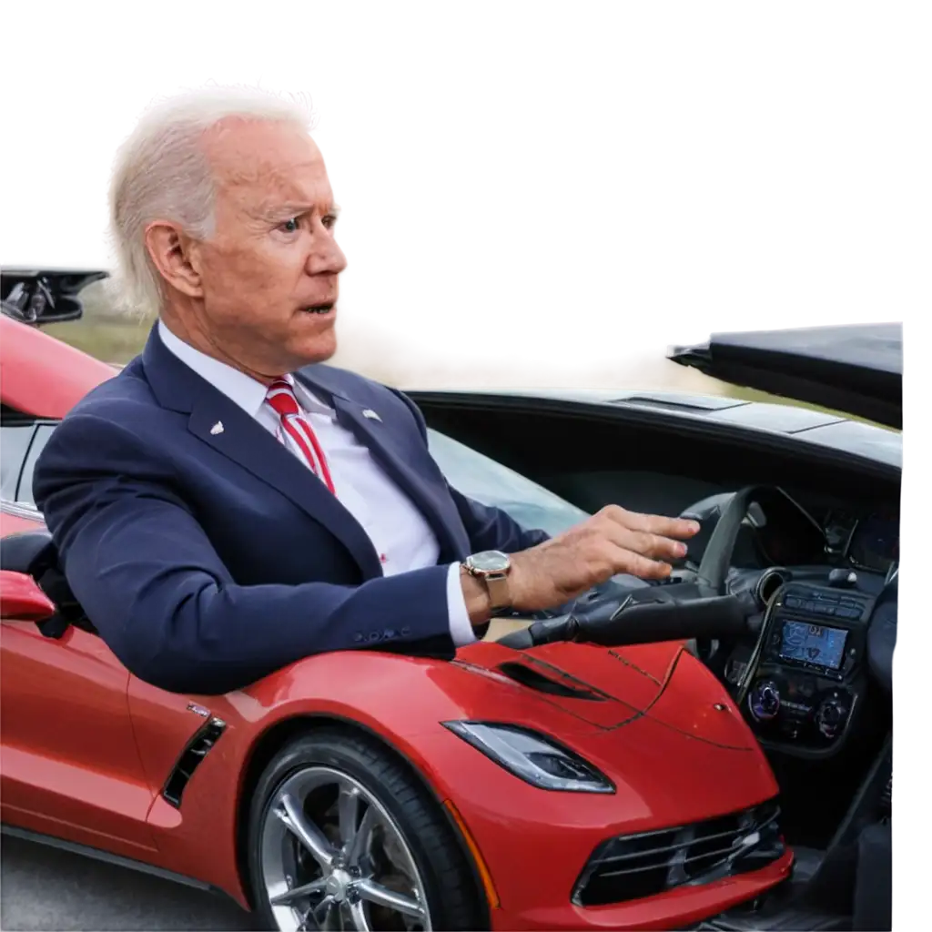 joe biden driving a corvette