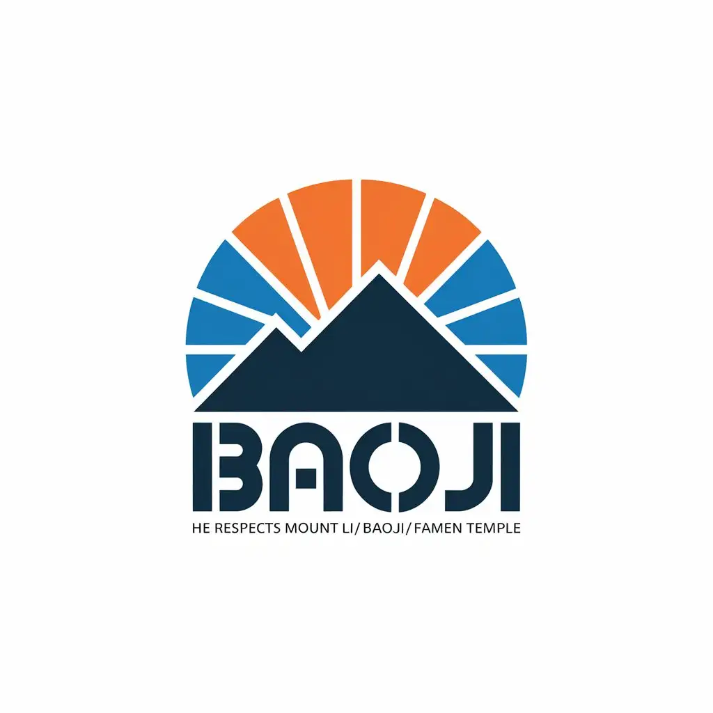 a vector logo design,with the text "Baoji", main symbol:He respects Mount Li/Baoji/Famen Temple,Moderate,be used in Others industry,clear background