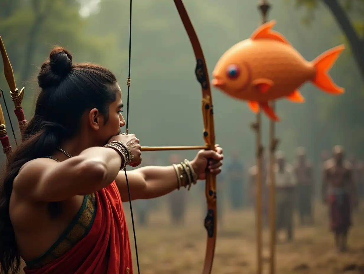 Archer-Aiming-Bow-at-FishShaped-Target-Inspired-by-Mahabharata-Challenge