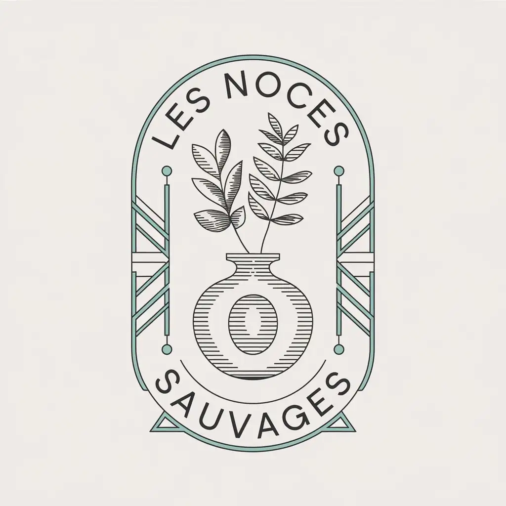 LOGO Design For Les Noces Sauvages Simple Fern in Vintage Vase