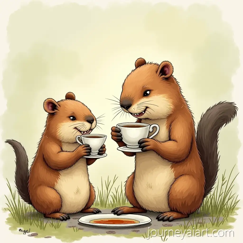 WhHamster-Drinking-Teaimsical-Beaver-and-Hamster-Enjoying-Tea-Together-in-a-Cozy-Setting