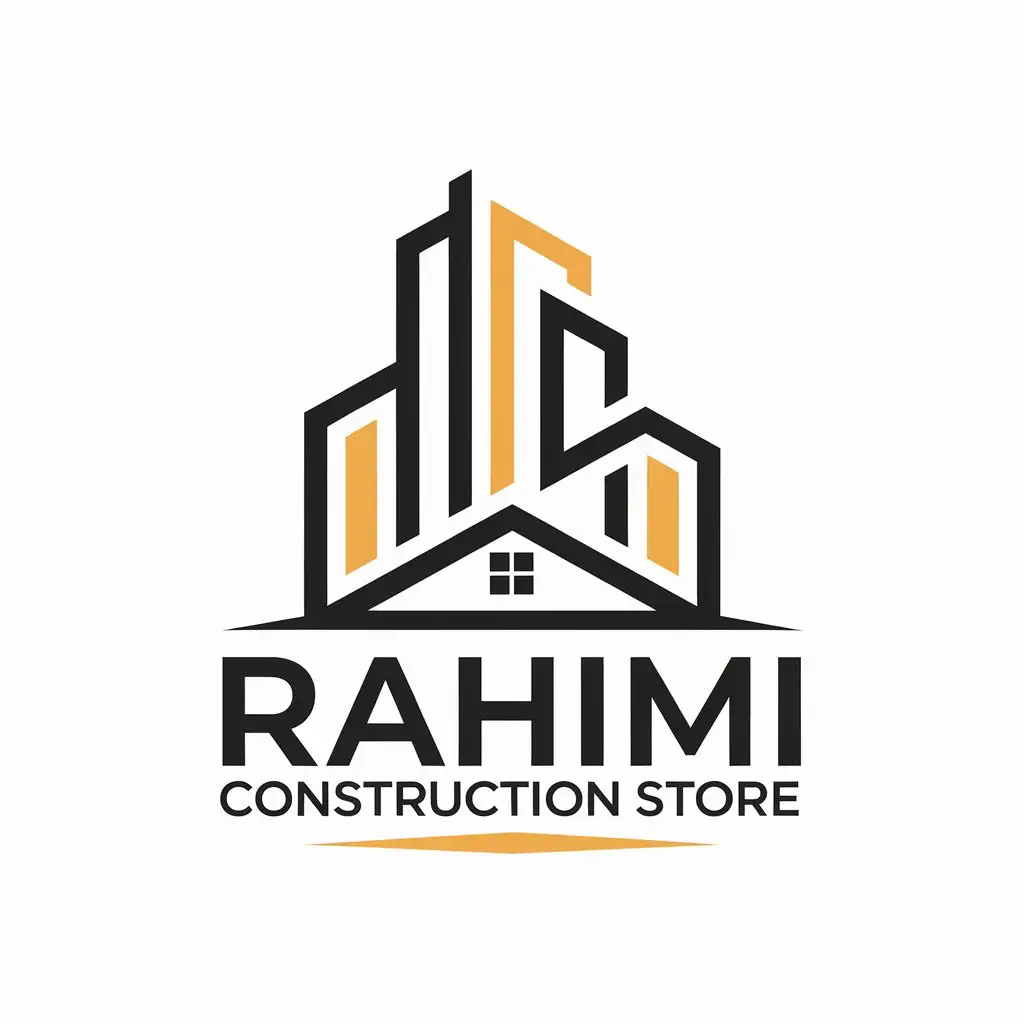 LOGO-Design-for-Rahimi-Construction-Store-Architectural-Elegance-with-a-Focus-on-Stability-and-Strength