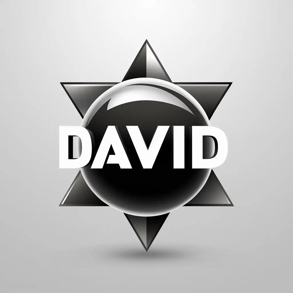 LOGO Design for David Minimalist Sphere and Triangle Symbol on White Background