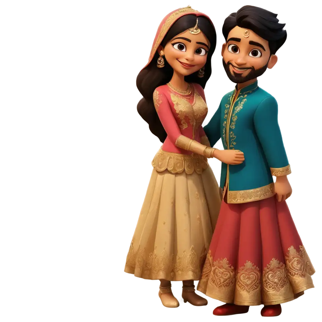 Indian-Wedding-Couple-Cartoon-PNG-Vibrant-Illustration-for-Joyous-Celebrations