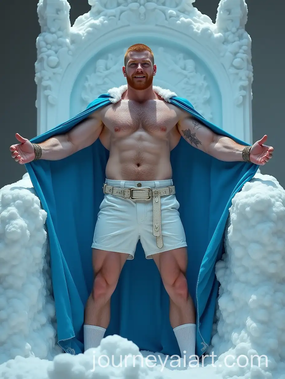 Ginger-Gladiator-with-Blue-Cape-on-Snow-Throne