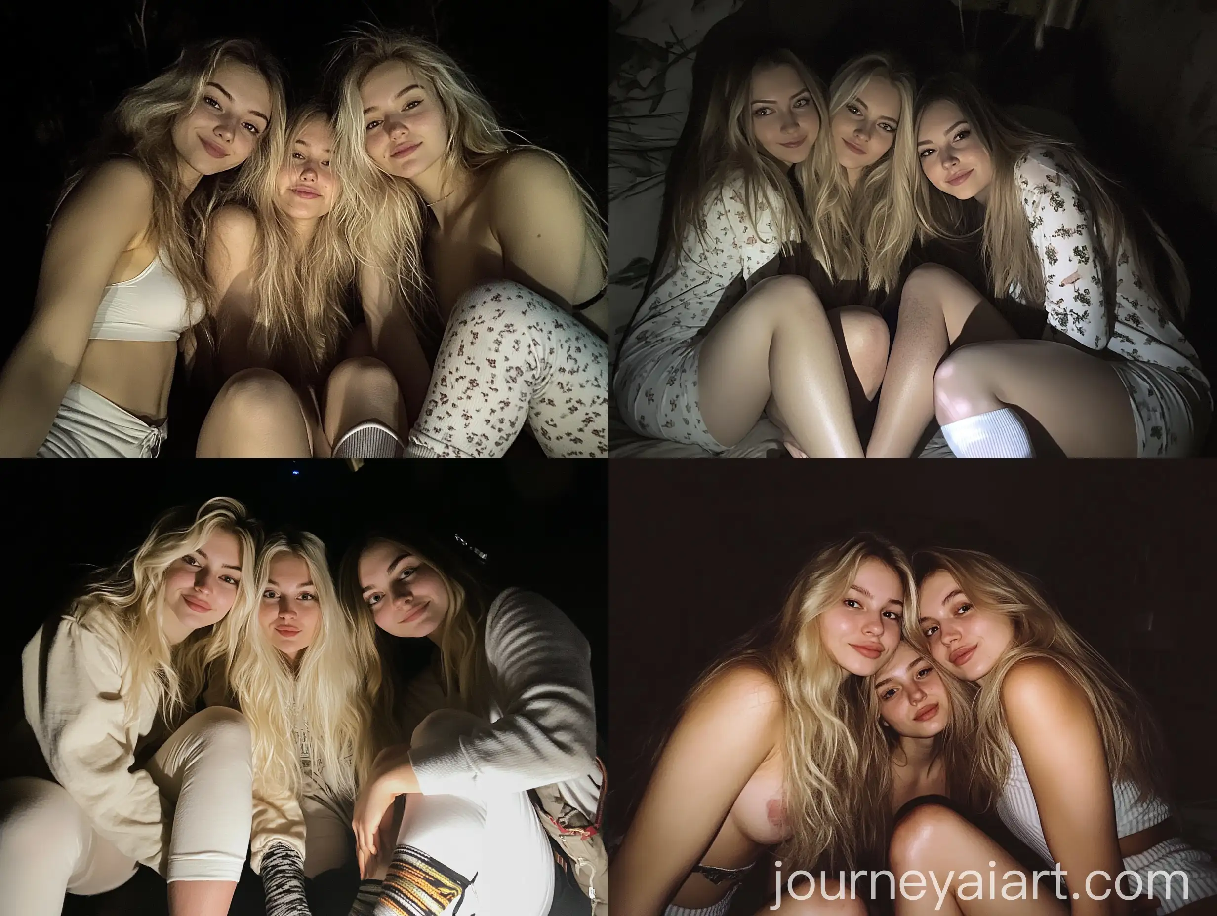 Three-Ukrainian-Women-Having-a-Natural-iPhone-Selfie-Pajama-Party