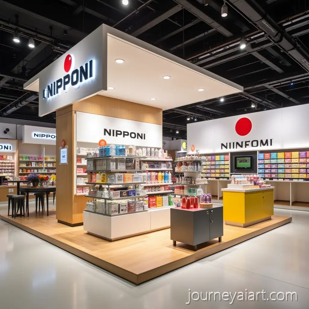 Retail-display-stand-designModern-and-Colorful-Retail-Display-Stand-for-Nippon-Brand-Featuring-Logo-and-Products