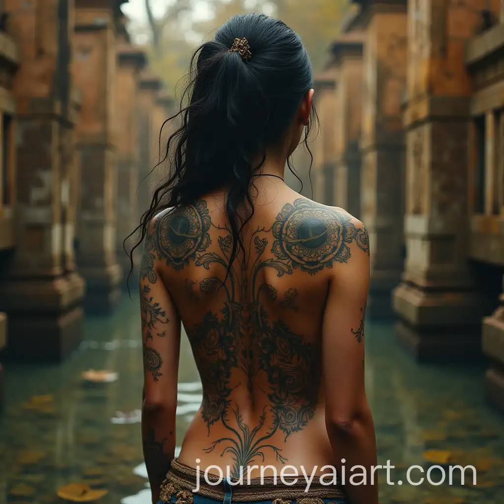Abstract-Horror-Tattoo-Design-on-Female-Body-with-Eastern-Temple-Elements