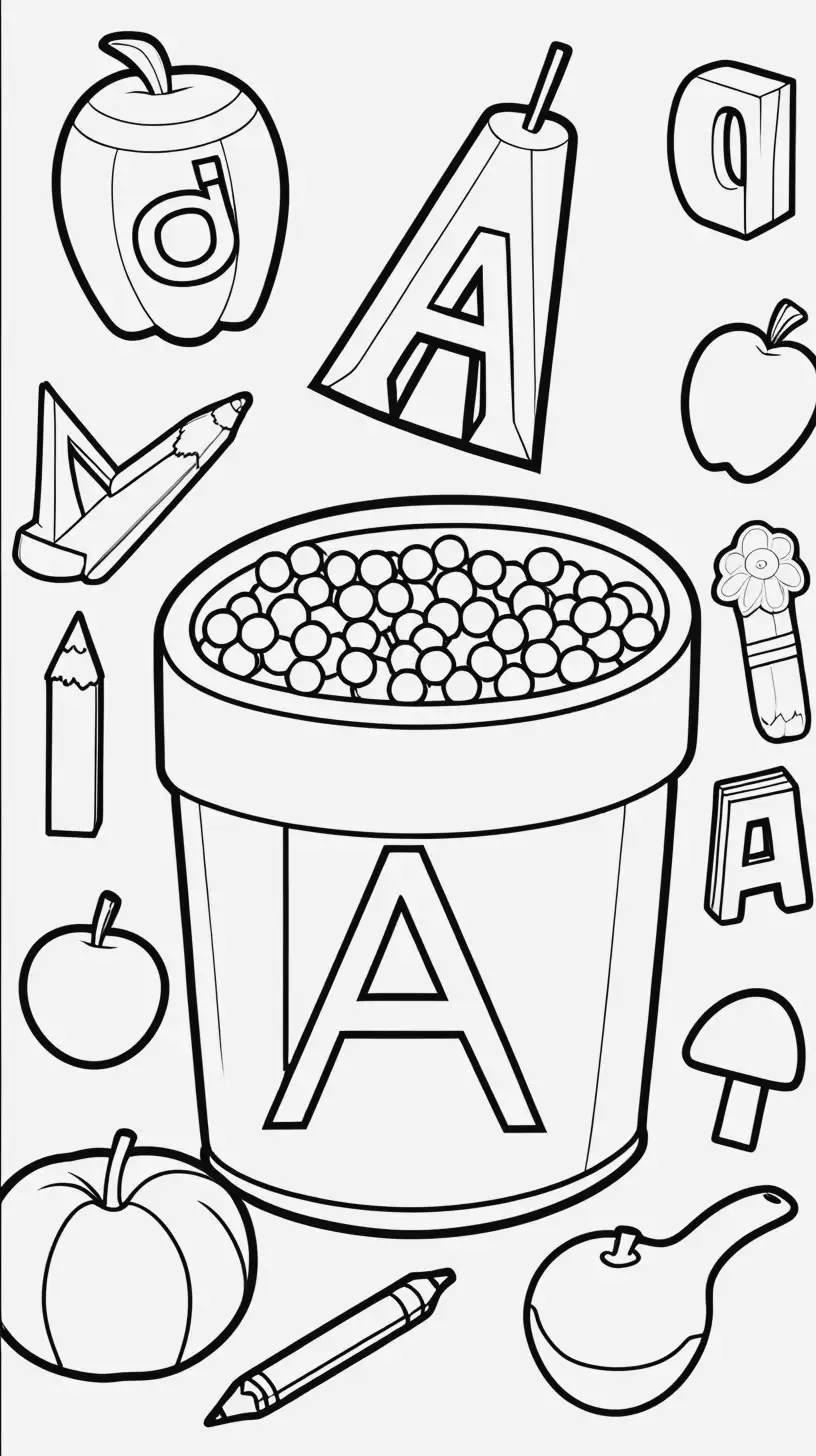 Coloring Pages of Alphabet Objects for Kids