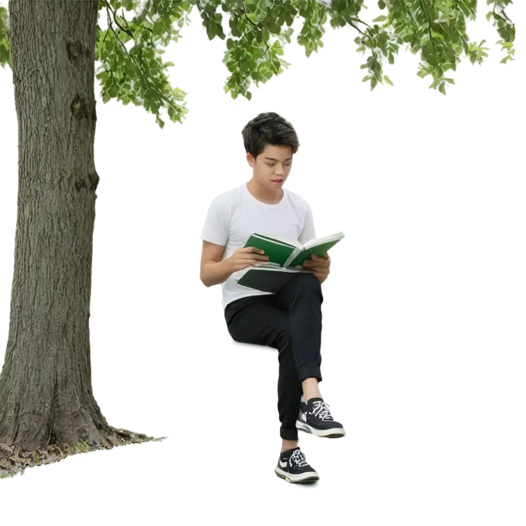 Student-Reading-Under-the-Green-Tree-PNG-HighQuality-Image-for-Various-Uses