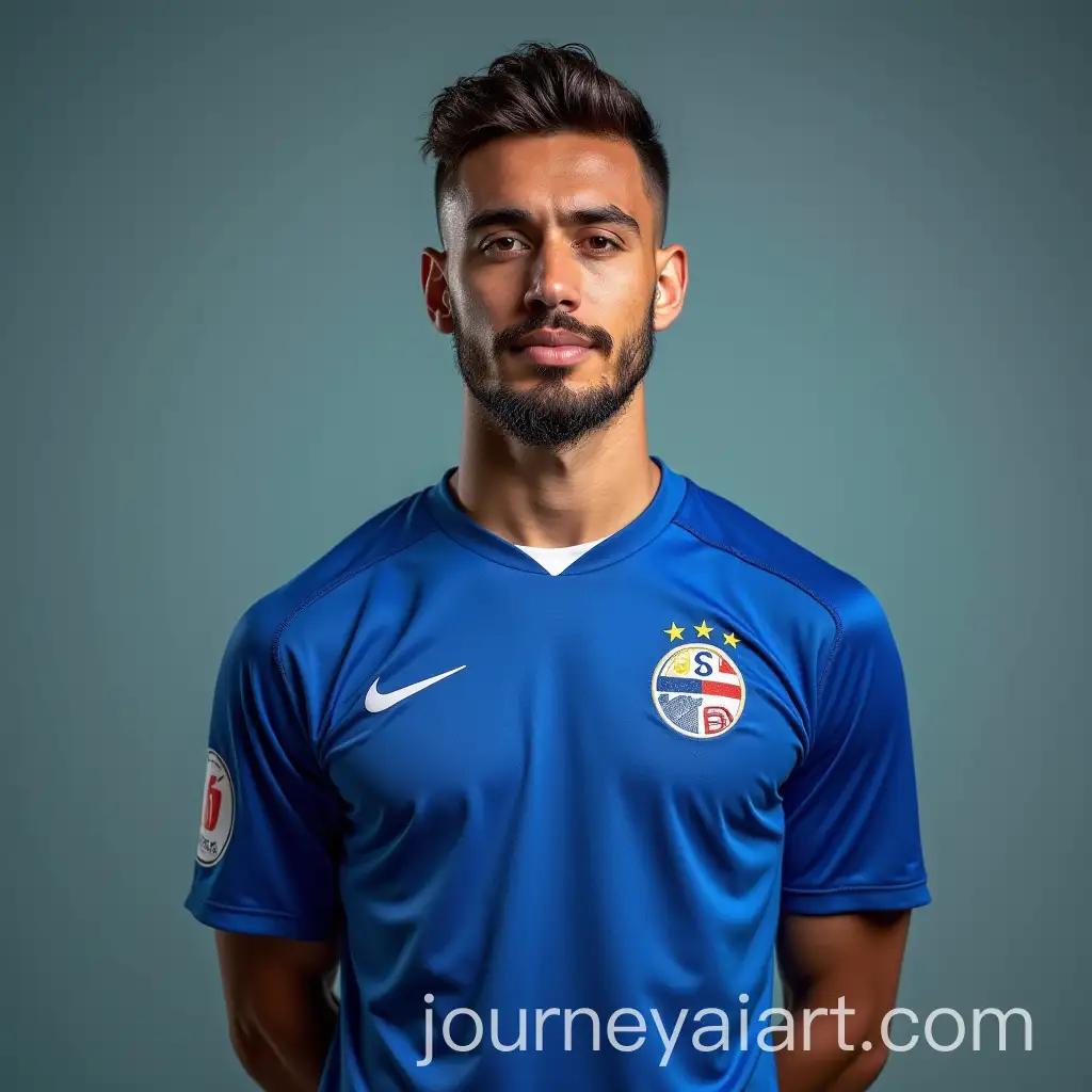 European-Footballer-PosingAI-Art-Prompt-Expansion-for-Team-Photo-in-Blue-Jersey