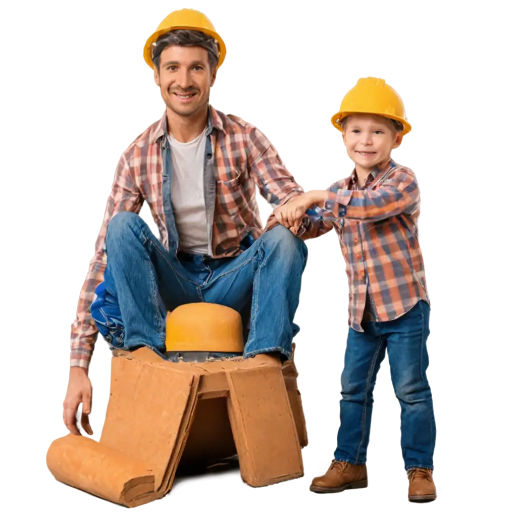 Father-and-Son-Child-Construction-Workers-Day-with-Hard-Hat-PNG-Image