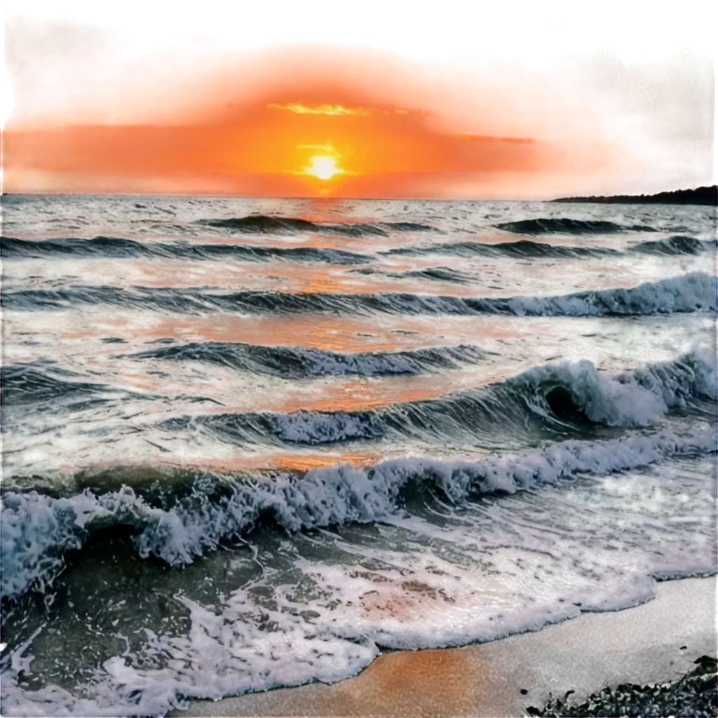 Sunset Over Waves