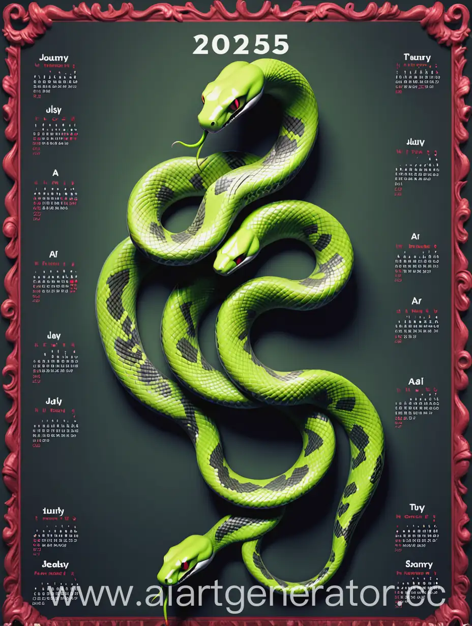 2025-Snake-Calendar-Elegant-Serpentine-Art-for-Every-Month