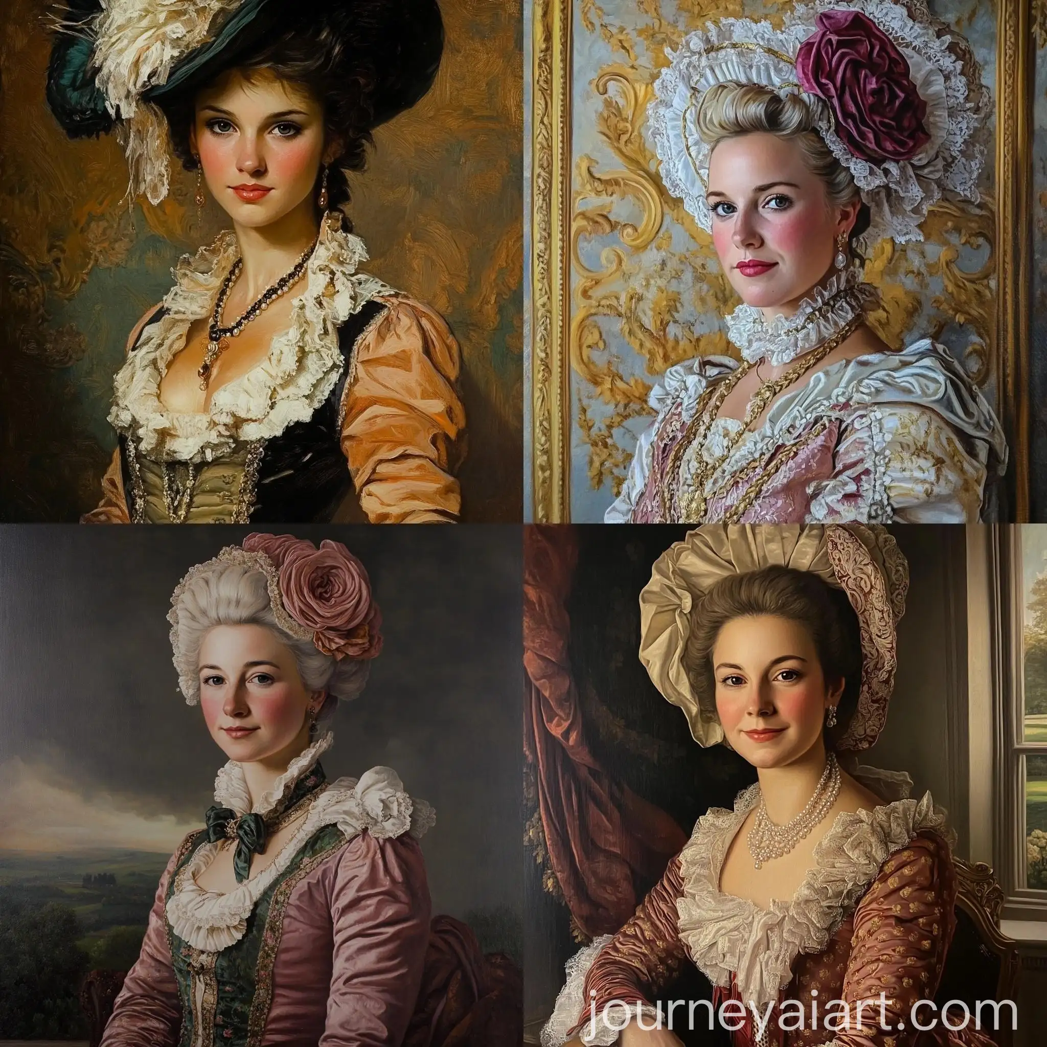 Rococo-Era-Portrait-of-a-Woman-in-Luxurious-Clothing