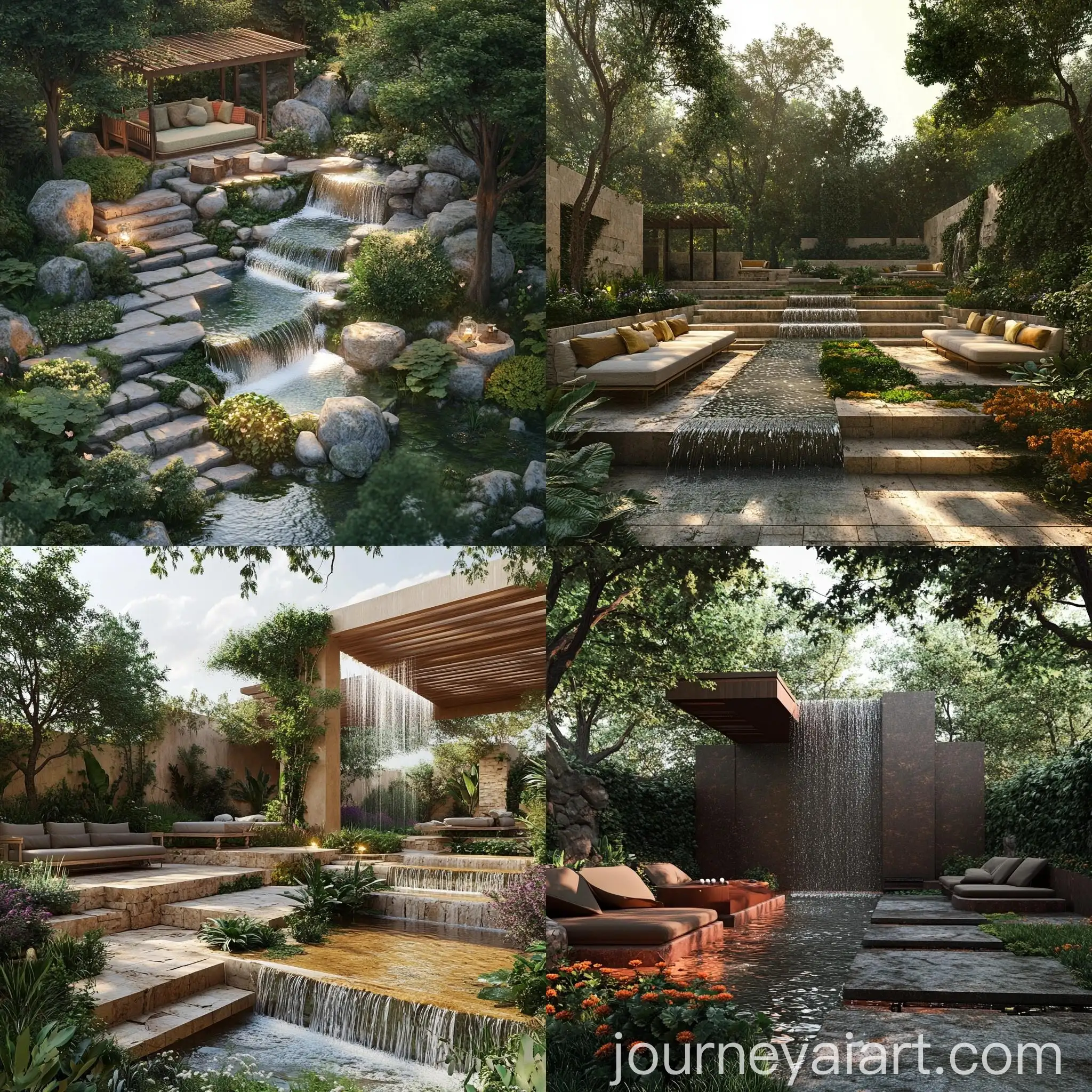 MultiLevel-Garden-with-Waterfalls-and-SaffronColored-Surfaces