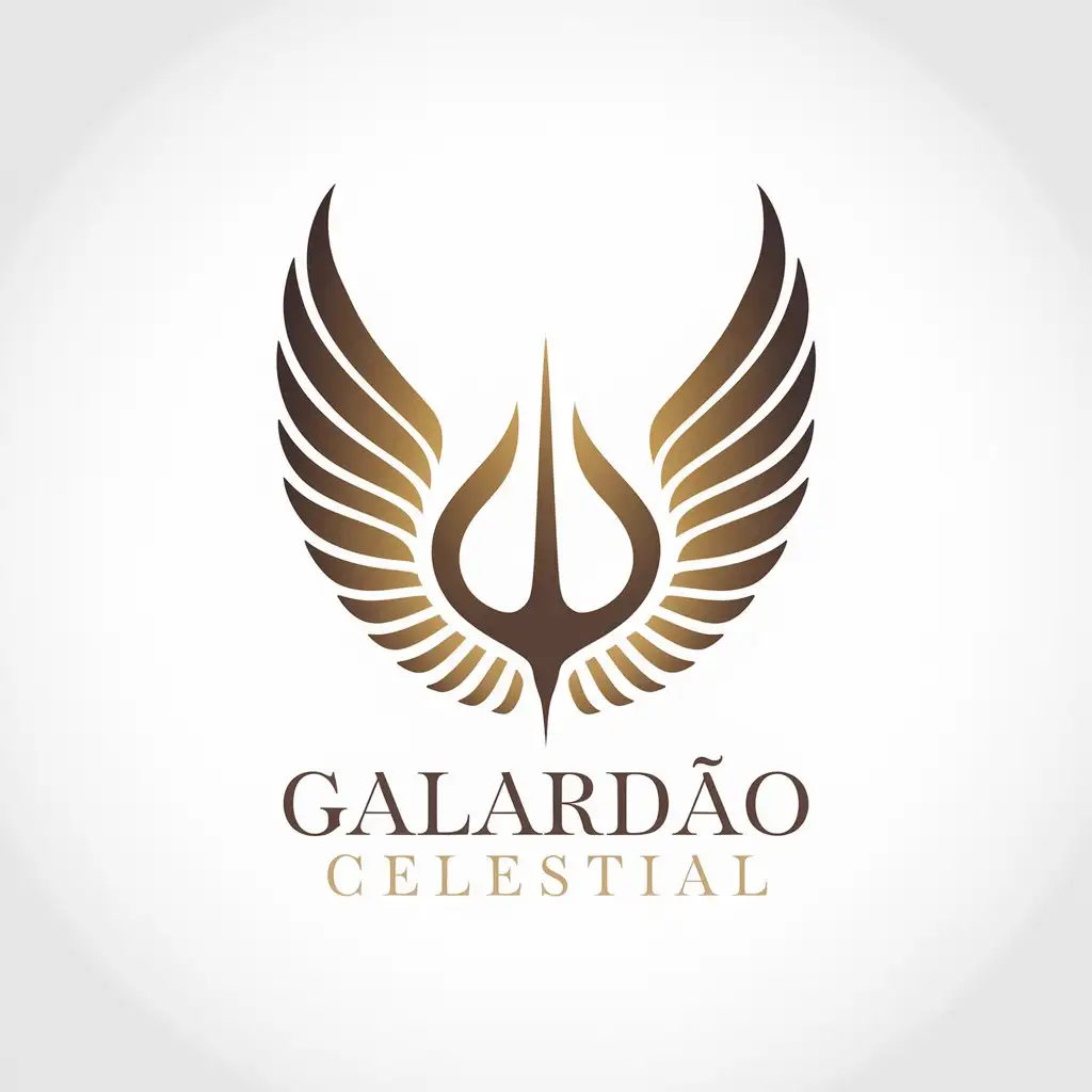 LOGO Design for Galardo Celestial Angel Wings with Gold Letters on Black Background for Religious Industry