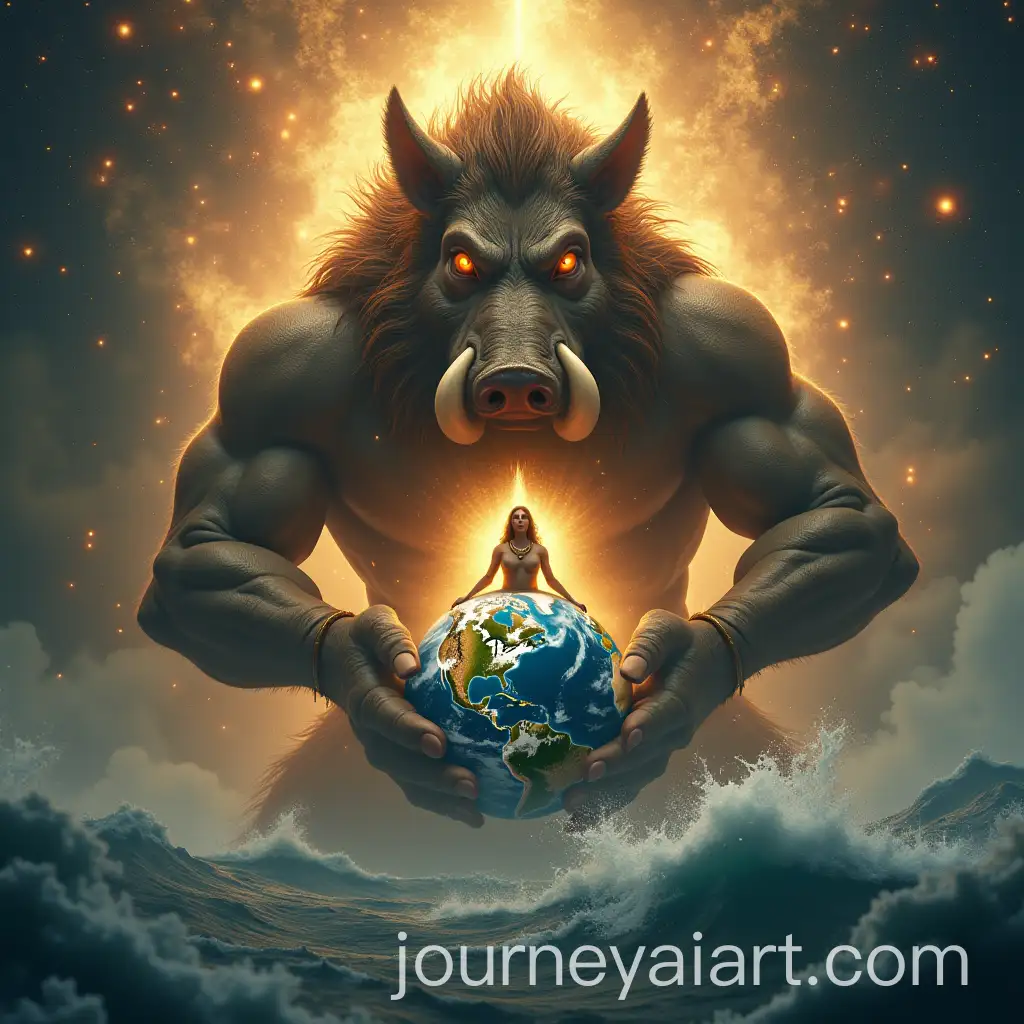 Varaha-BoarHeaded-Deity-Rising-from-Cosmic-Ocean-with-Mother-Earth