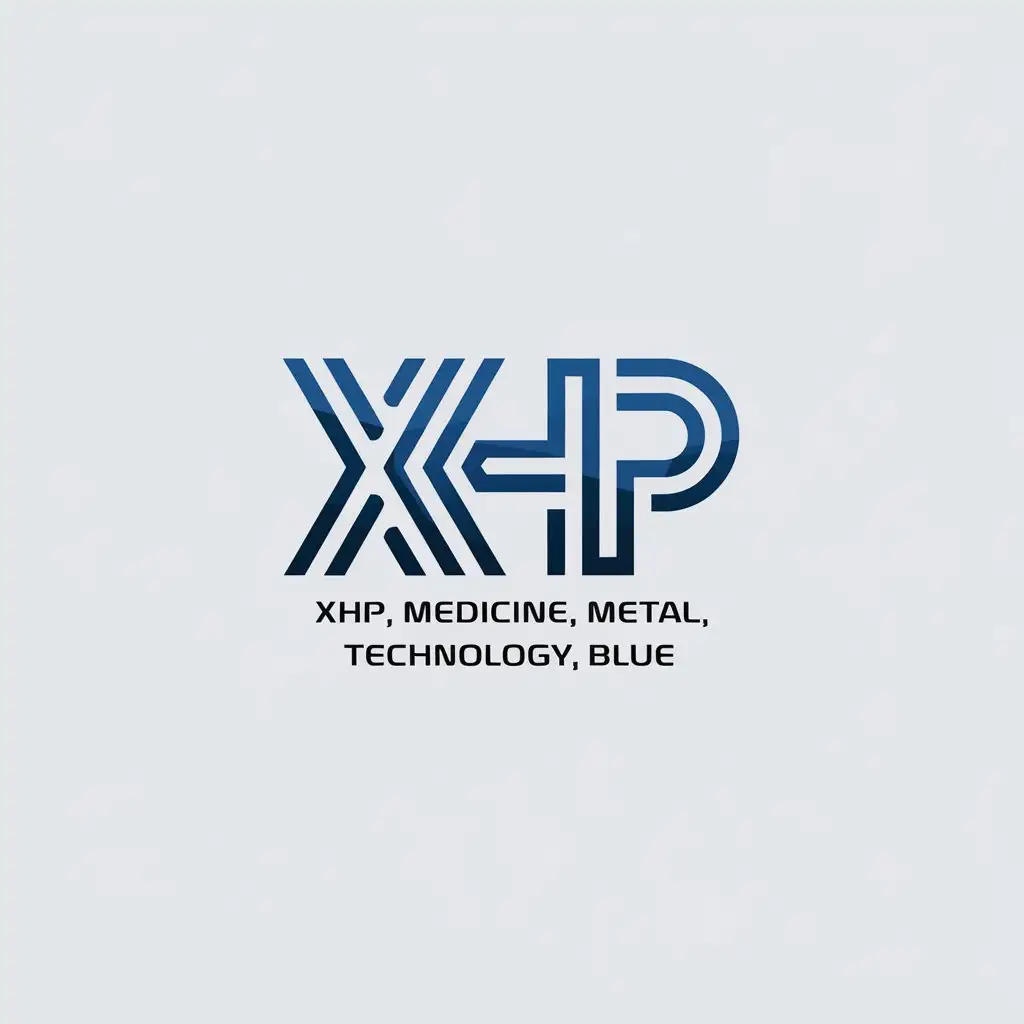 a vector logo design,with the text "XHP, medicine, metal, technology, blue", main symbol:XHP,Minimalistic,be used in medical industry,clear background