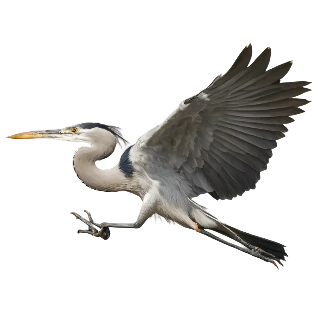 Gray heron in flight