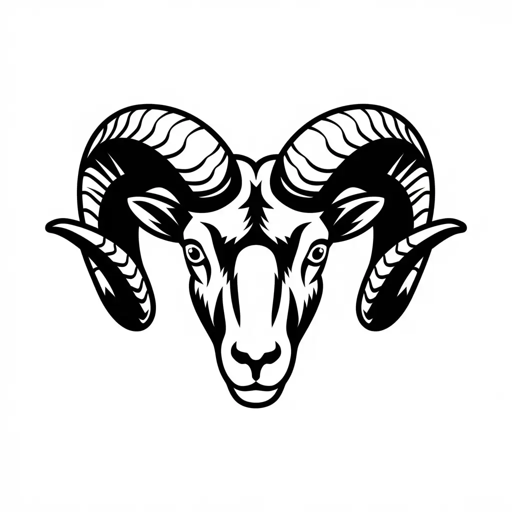 Black-and-White-Ram-Head-Icon-Design