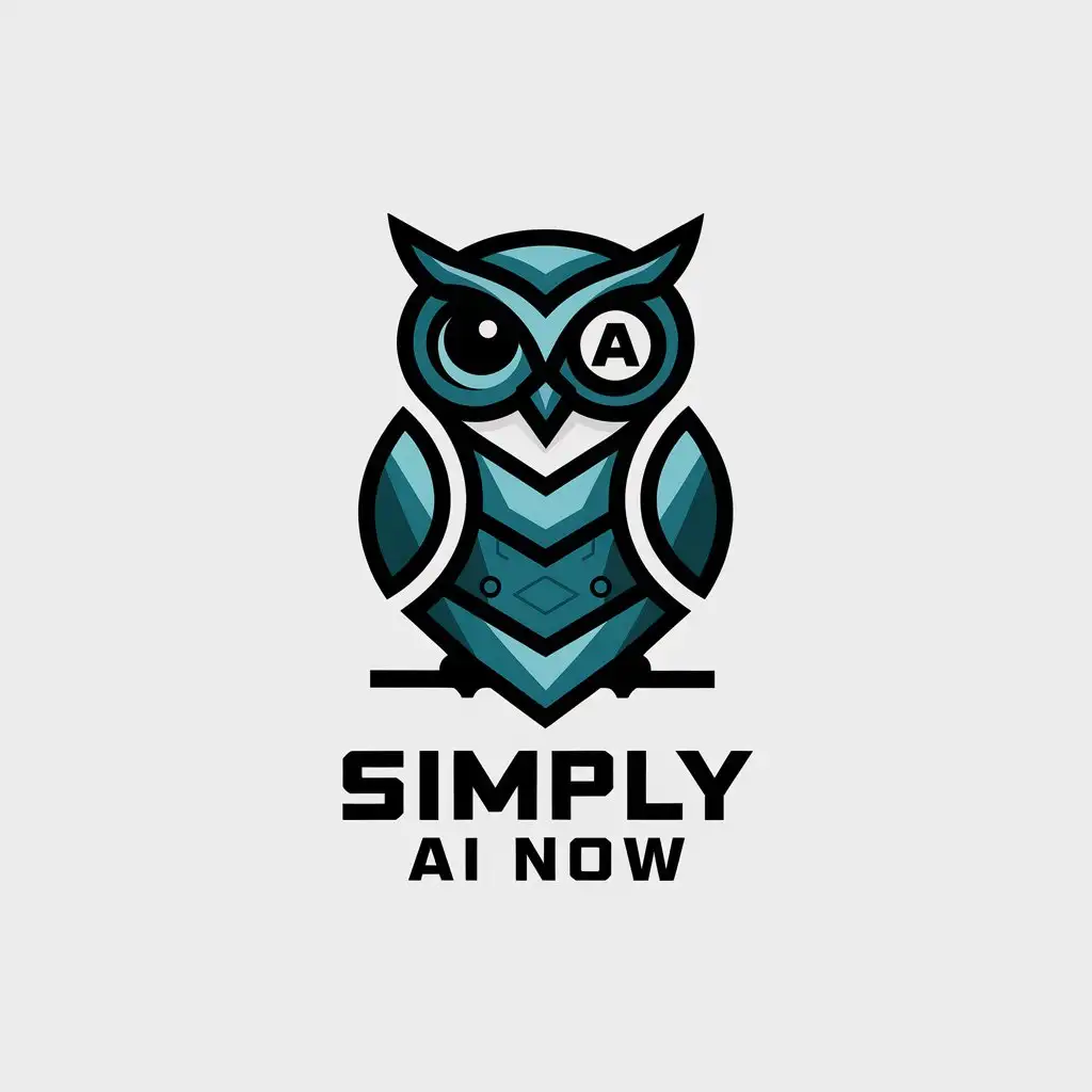 LOGO Design for Simply AI Now Owl Symbolizing Wisdom with AI Integration for Modern Technology Industry