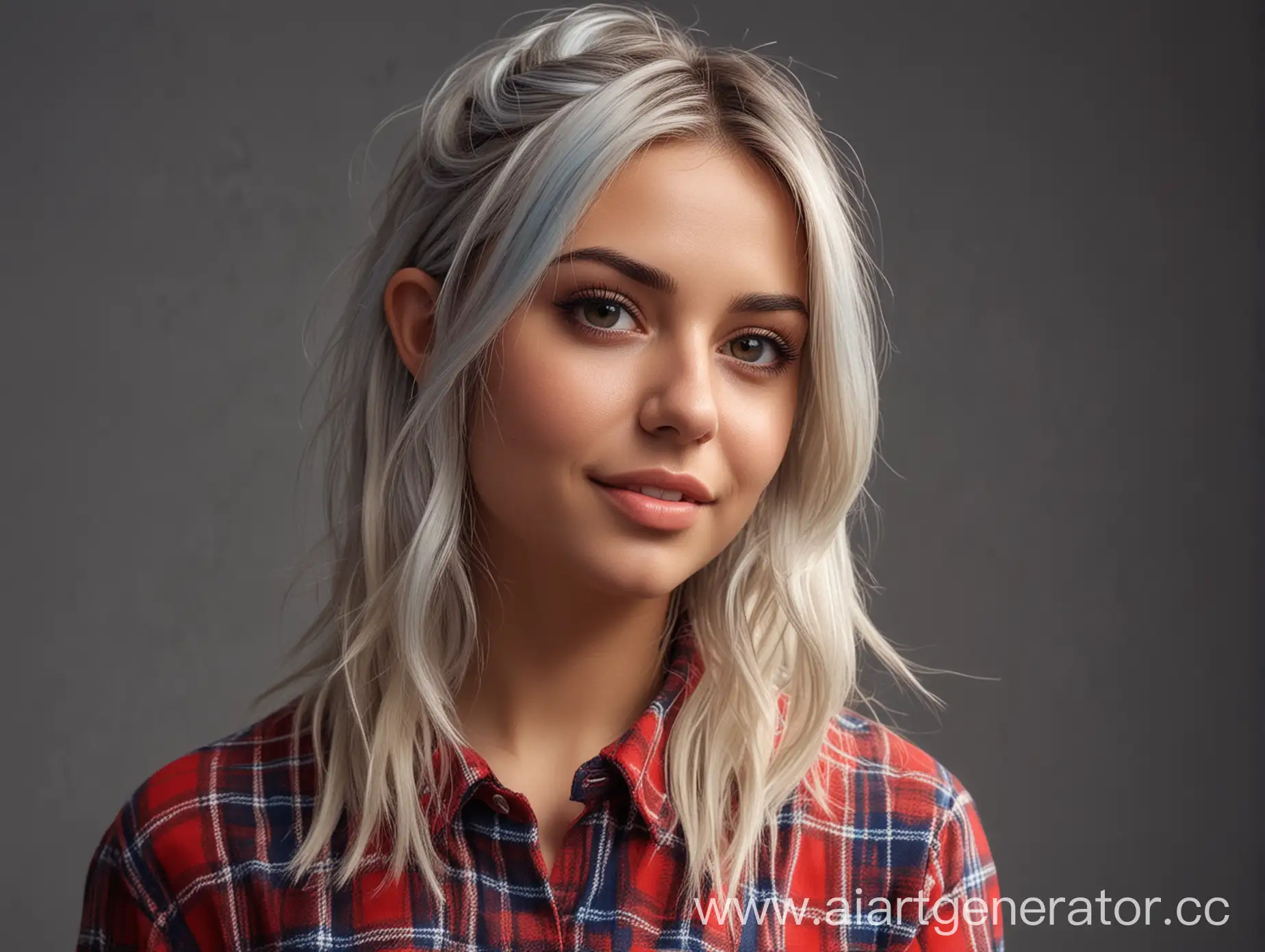 Realistic-Portrait-of-a-Happy-Spanish-Woman-in-Red-Tartan-Dress-Edinburgh