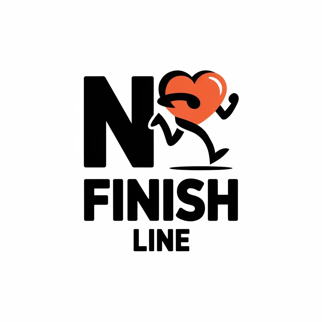 LOGO-Design-for-No-Finish-Line-Vector-Heart-Running-Symbol-for-Sports-Fitness