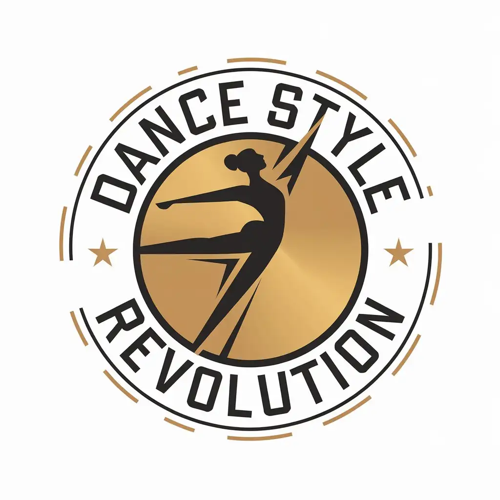 a vector logo design,with the text "Dance Style Revolution", main symbol:Dance power girl In a circle,Moderate,be used in dance industry,clear background