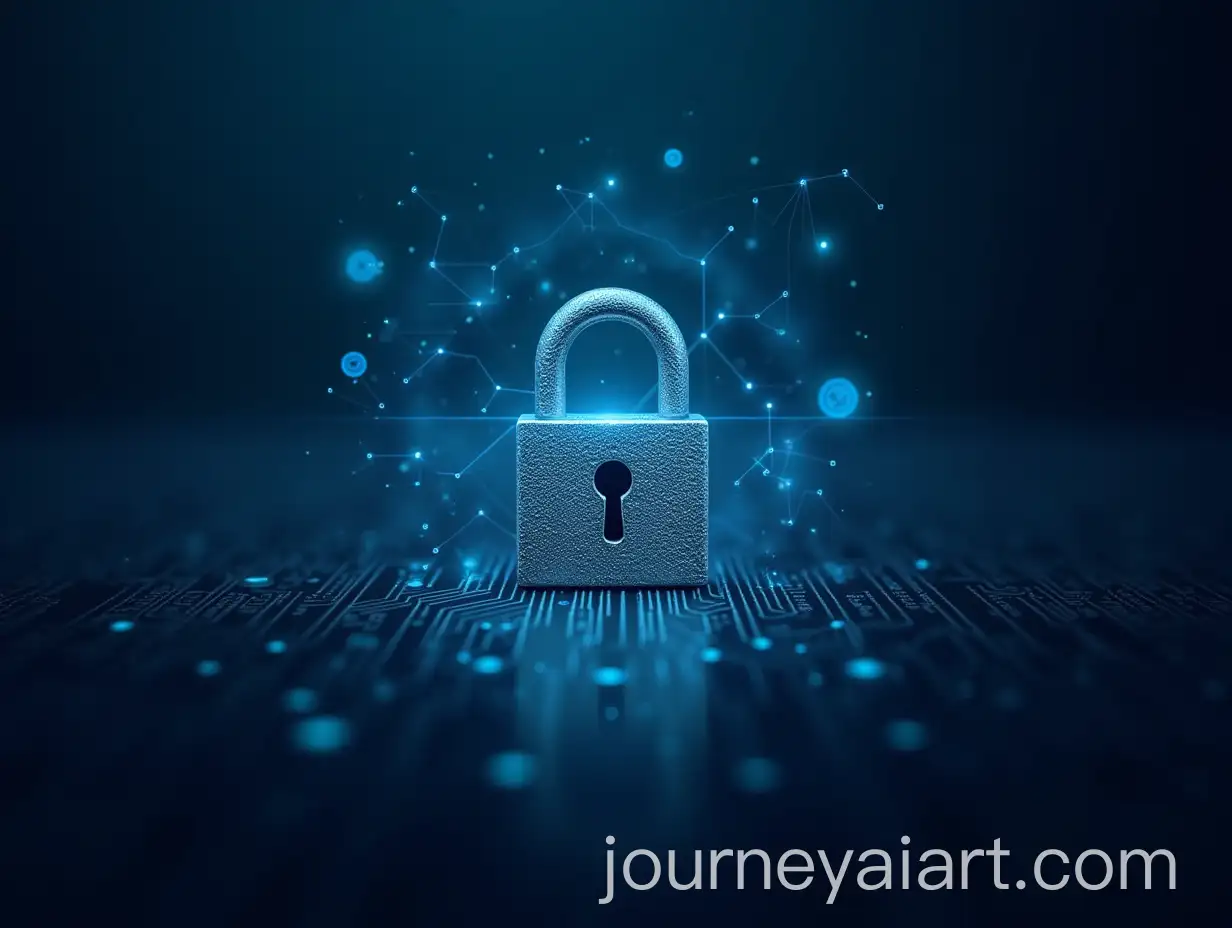 Realistic-Metal-Lock-with-Keyhole-Surrounded-by-Glowing-Circuit-Board-and-Binary-Code-for-Digital-Security