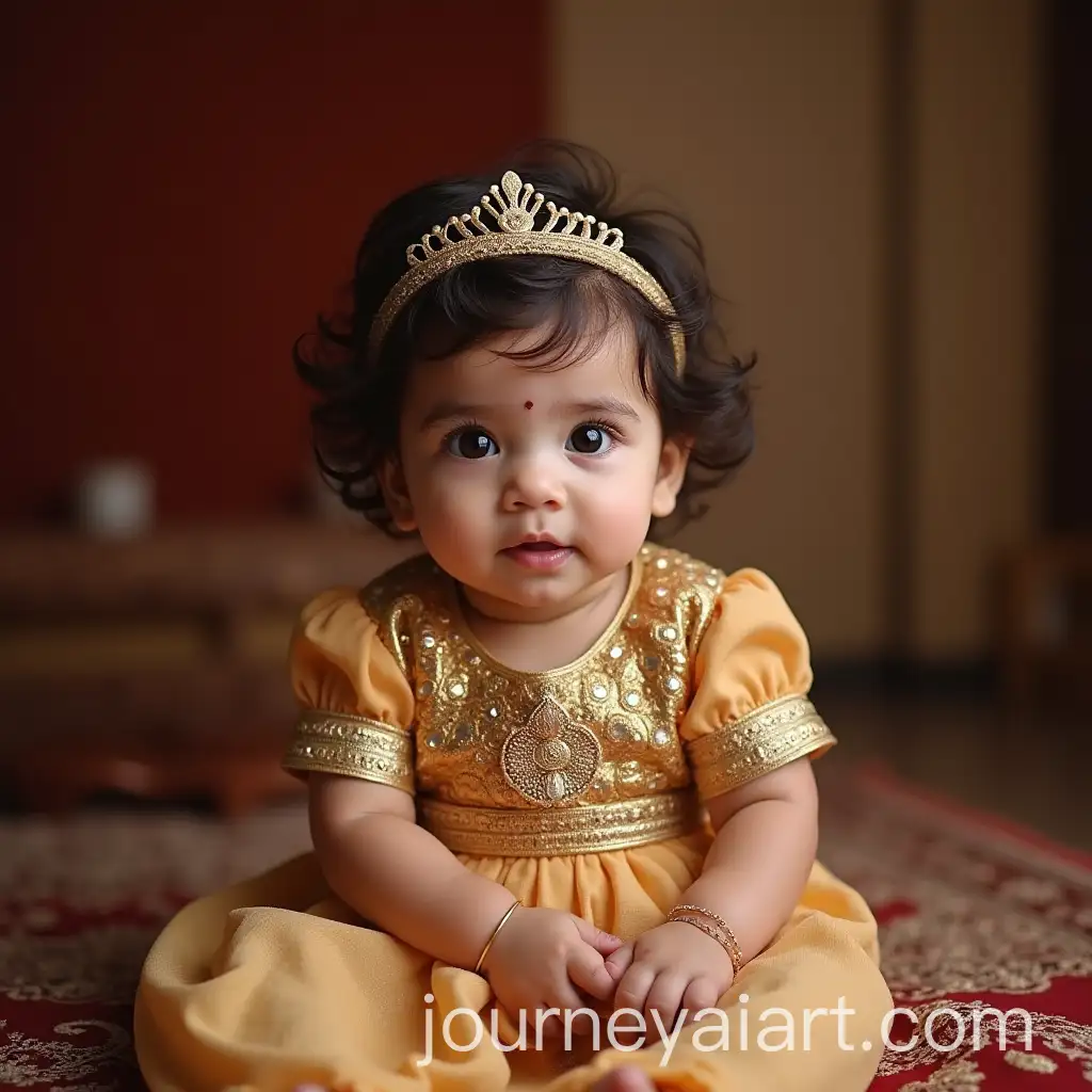 OneYearOld-Turkish-Baby-Girl-in-Indian-Princess-Clothes-Sitting-on-an-Indian-Kings-Lap