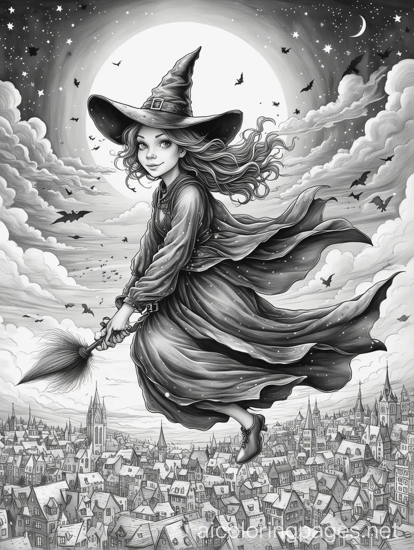 Witch-Flying-Over-City-Lights-at-Night