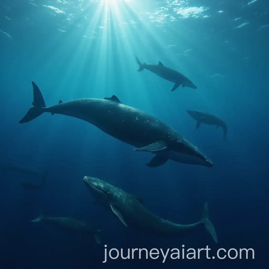 Diverse-Whales-Swimming-in-the-Deep-Ocean