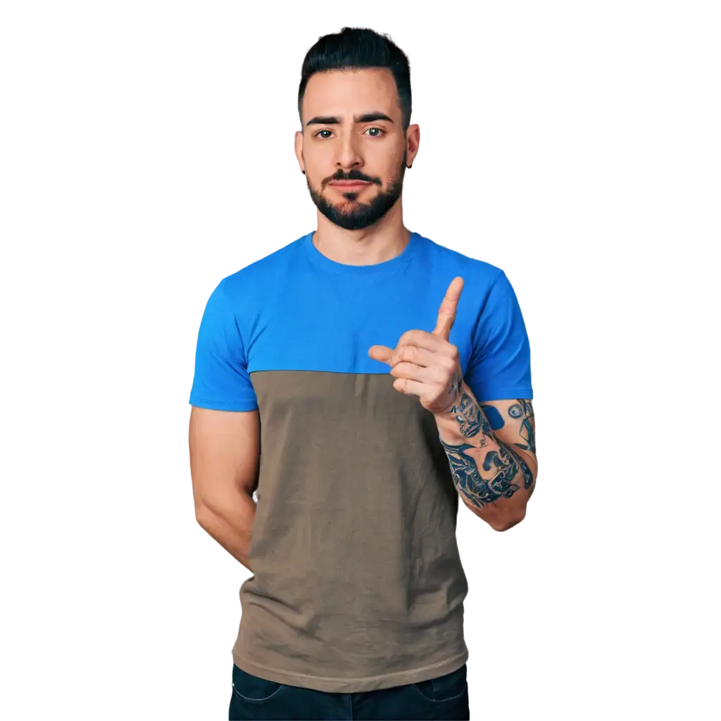 HighQuality-PNG-Image-of-a-Man-with-Tattoo-Piercing-and-Beard-in-Blue-Shirt