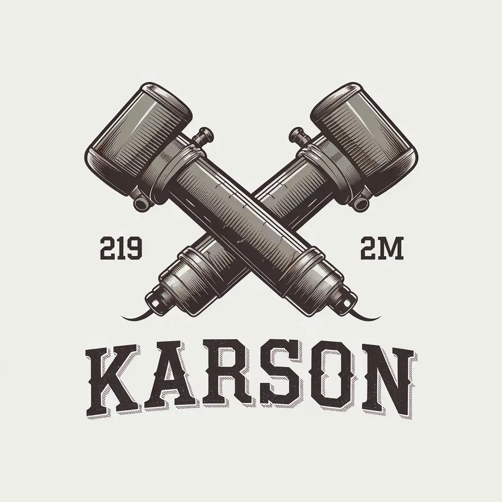 LOGO Design for KARSON Vintage Old American Style with Crossed Pneumatic Grinding Machines for Car Repair Company