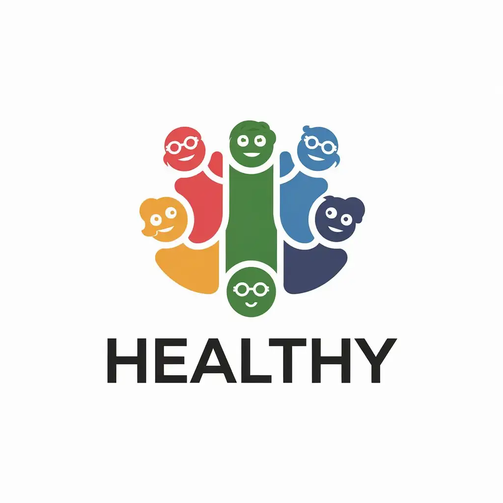 a vector logo design,with the text "healthy", main symbol:Characters, talking, health,Moderate,be used in Sports Fitness industry,clear background