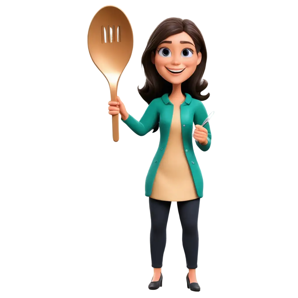 Delicious-Food-Enjoyment-Cartoon-Woman-PNG-Image