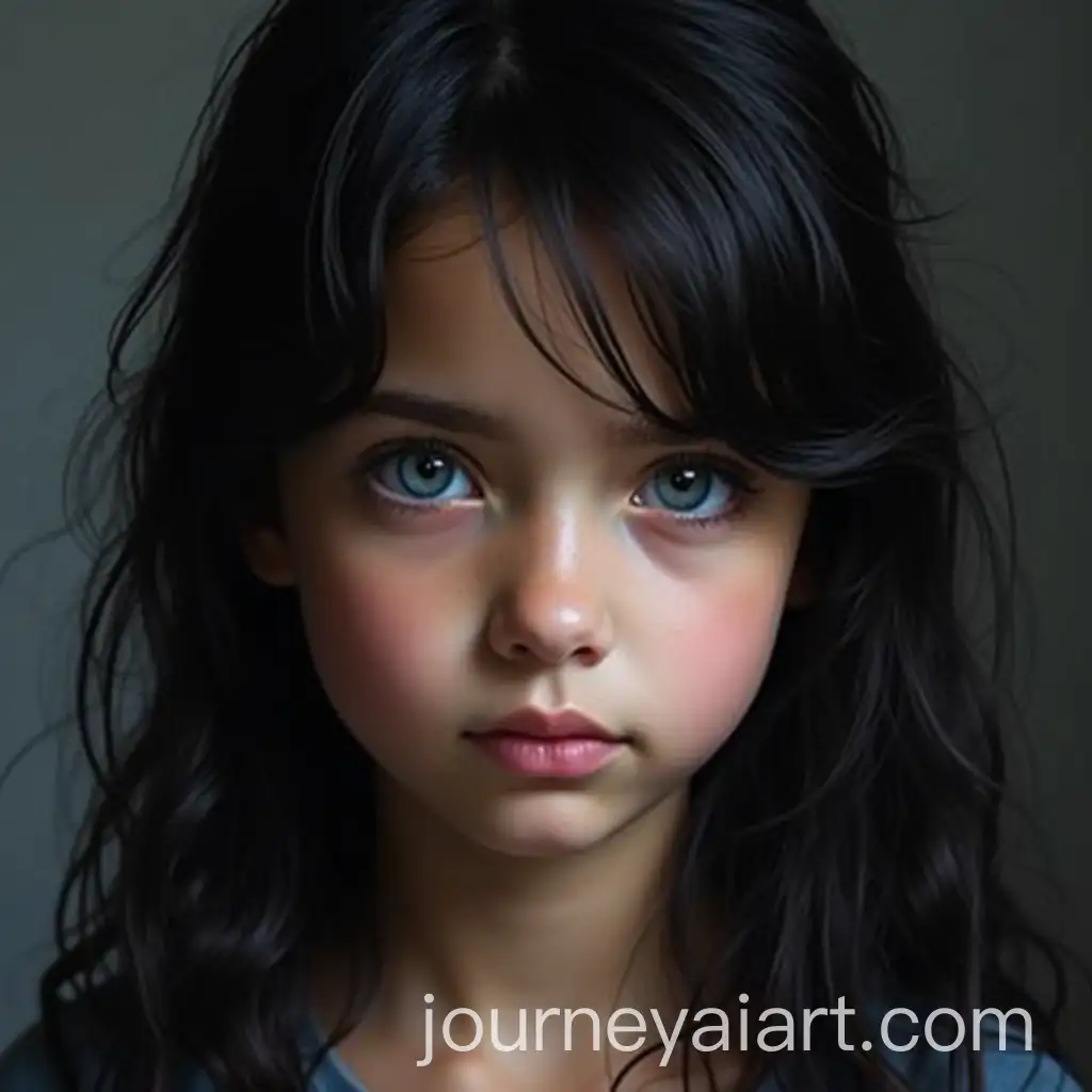 Portrait-of-a-Girl-with-Dark-Hair-and-Blue-Eyes