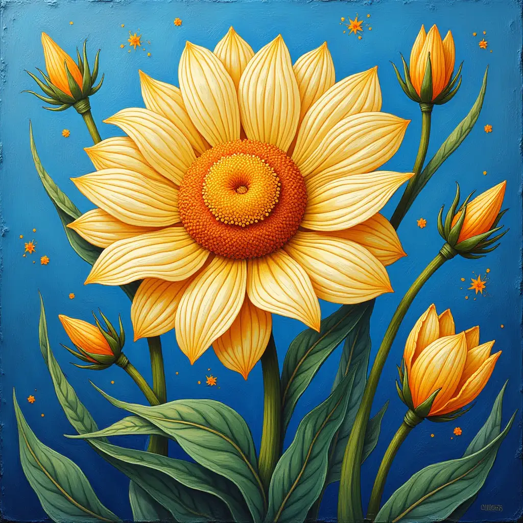 illustration of a flower painting like van gogh would do