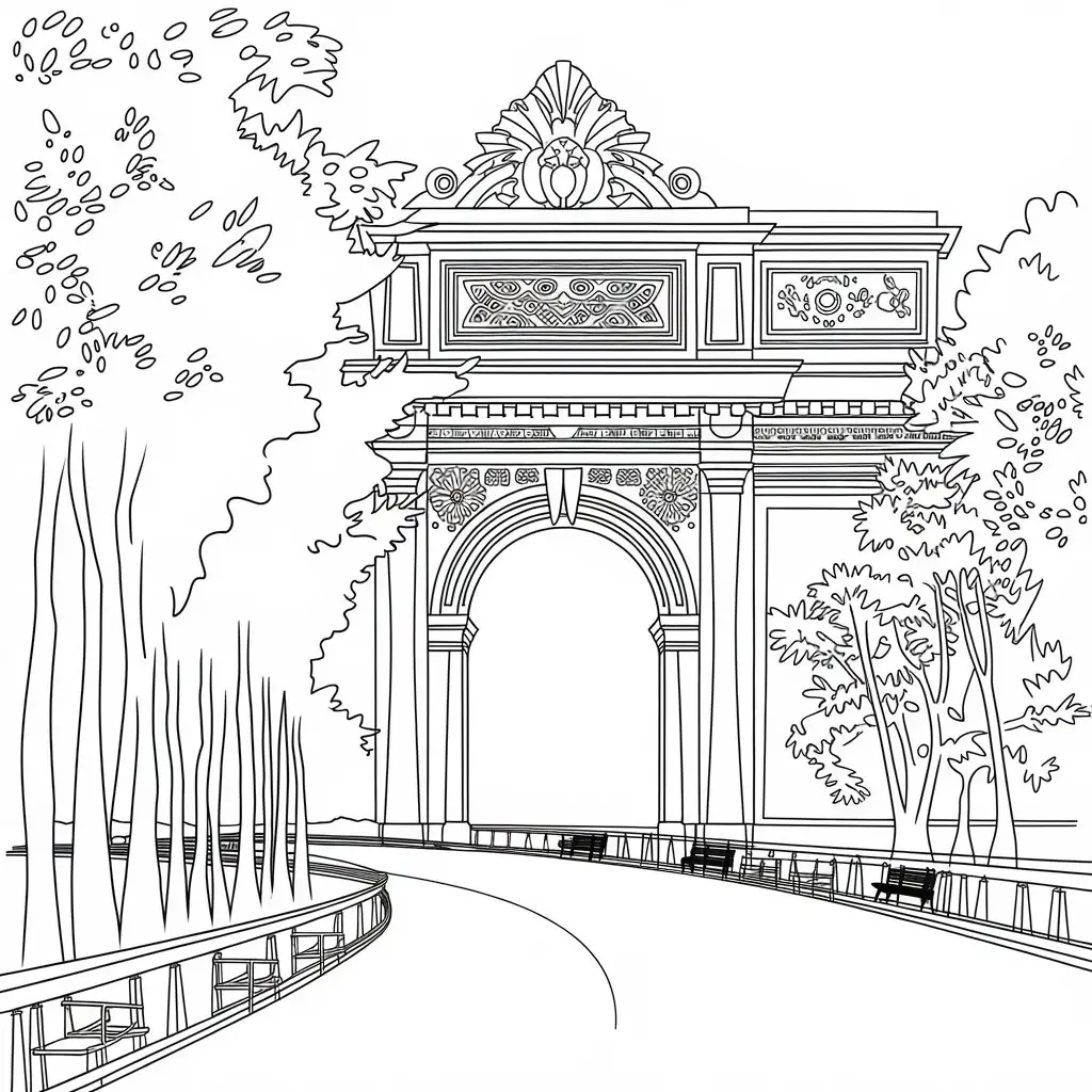 Detailed Black and White Illustration of Brooklyns Prospect Park in Vintage Style