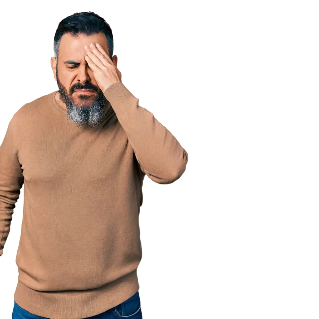 A very emotional and tearful person, whose face shows regret and tears clearly, his beard and hair are slightly disheveled, and his face is a combination of light and shadow.