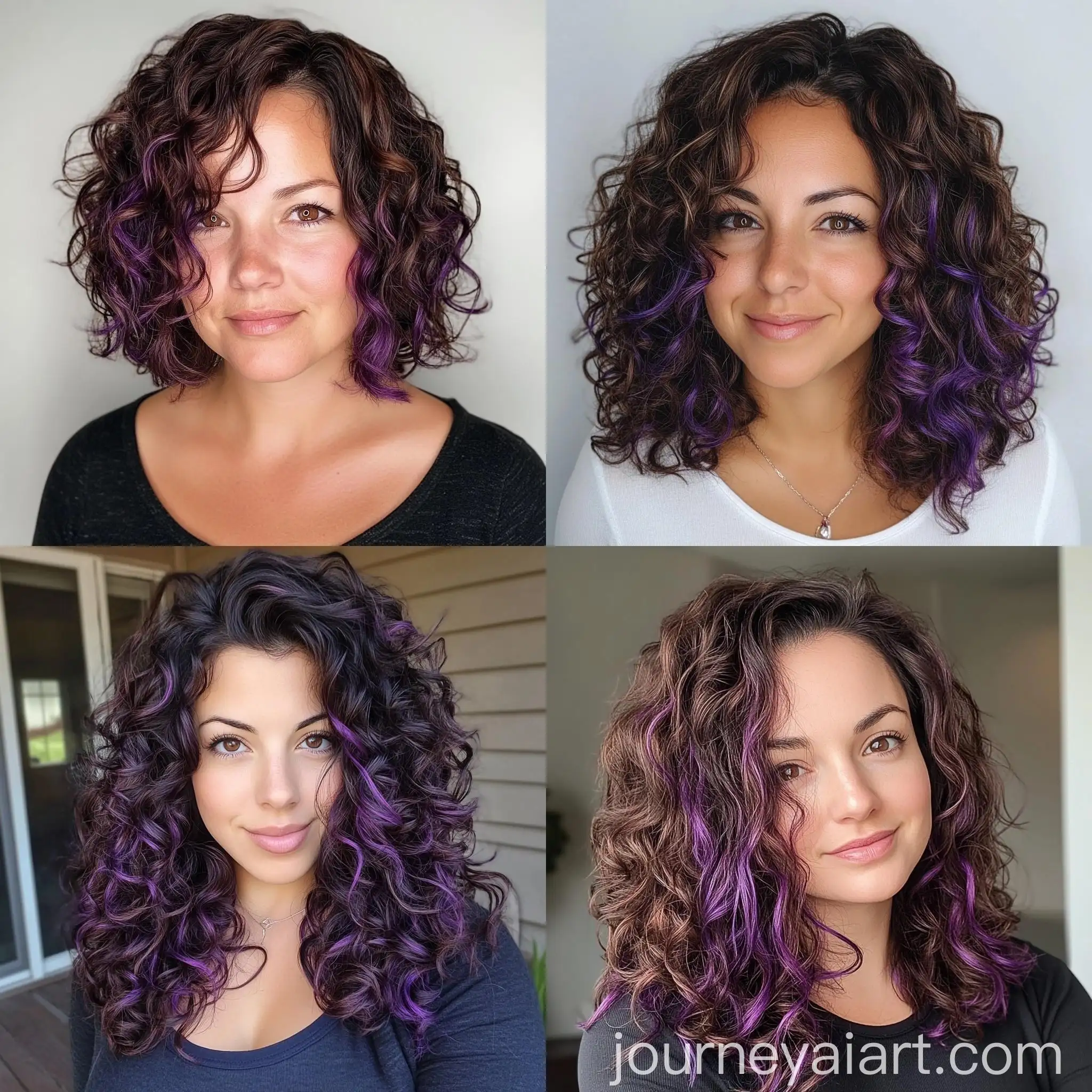 Chubby-Pretty-Woman-with-Curly-Brown-Hair-and-Purple-Highlights