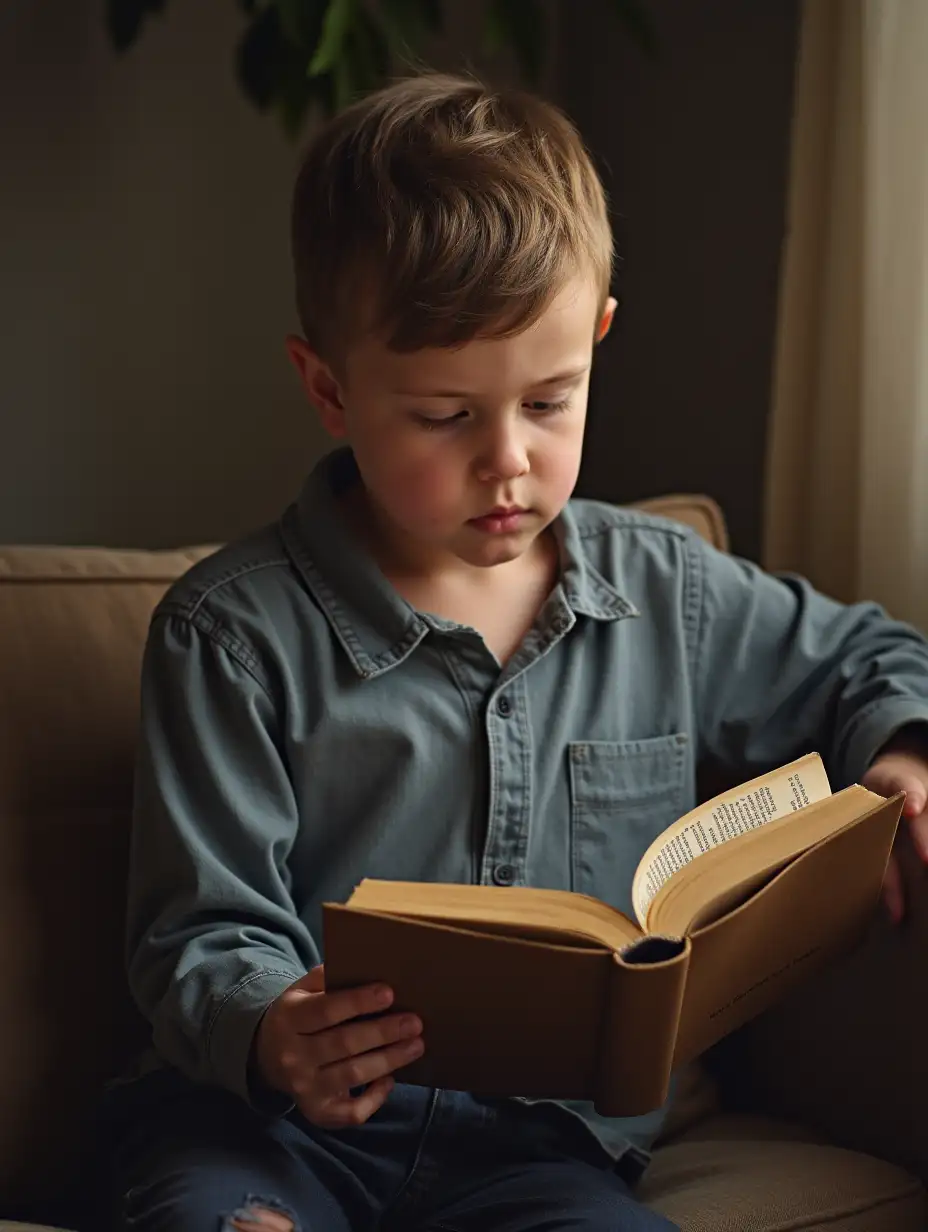 A young man is reading a book