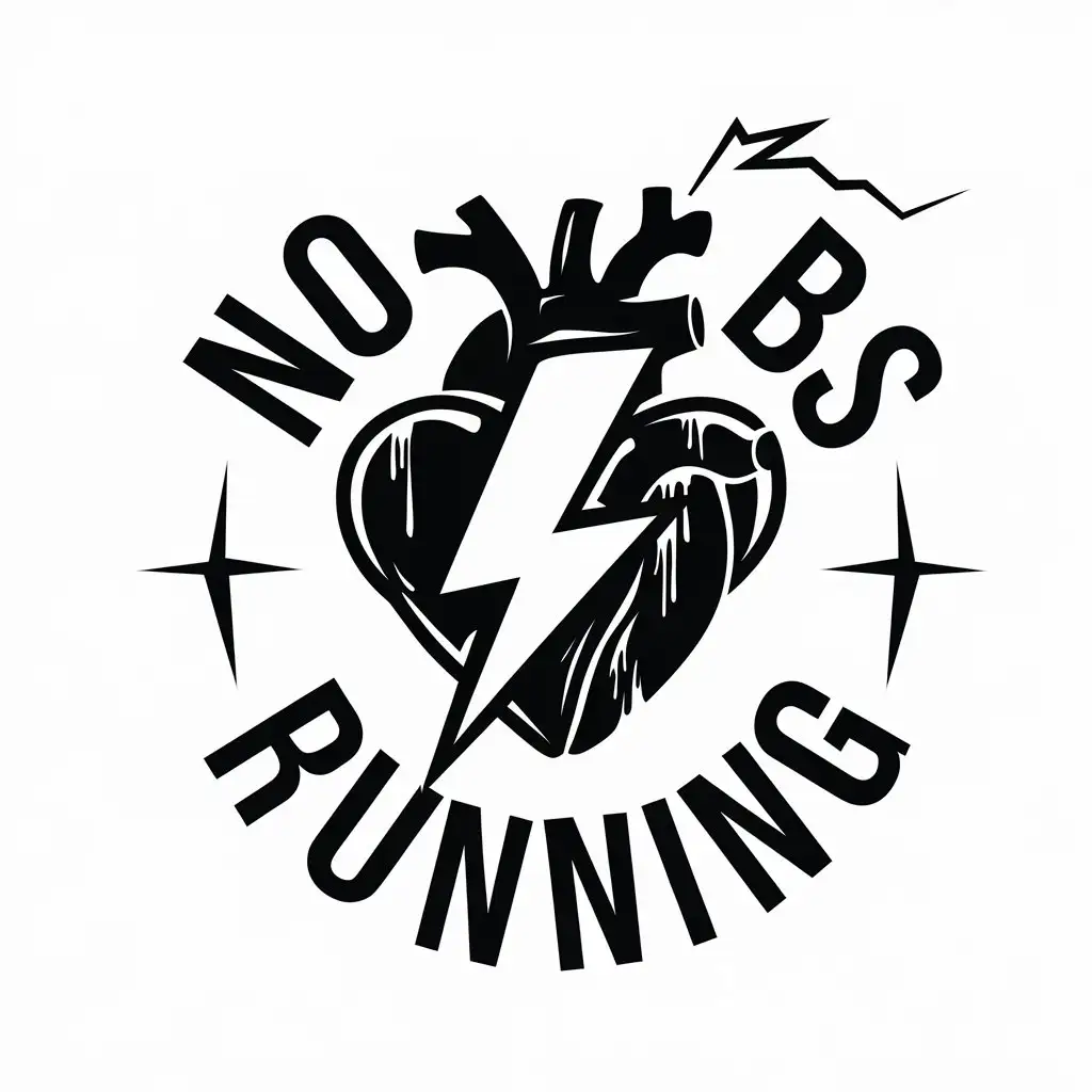 a vector logo design,with the text "No Bs Running", main symbol:something street-inspired that feels edgy and cool and that isn't a runner,Minimalistic,be used in Sports Fitness industry,clear background