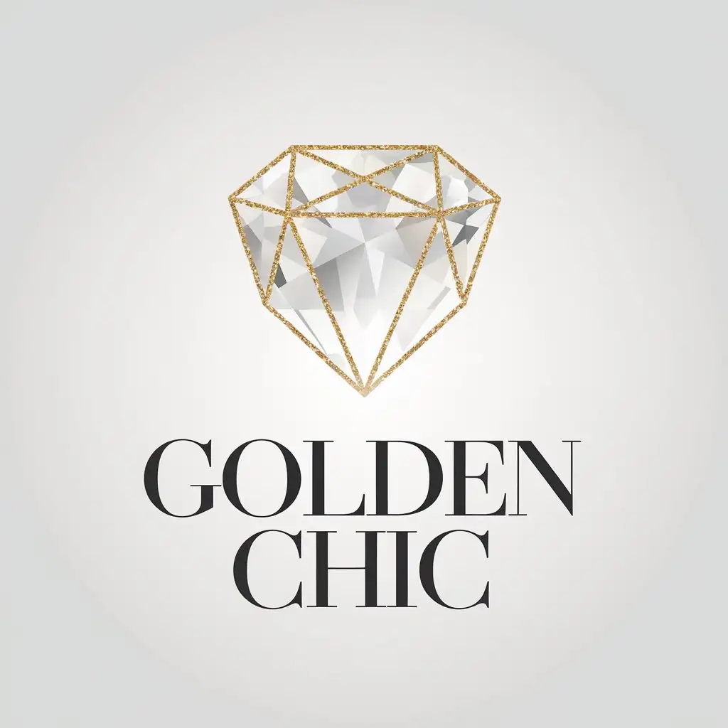 LOGO Design For Golden Chic Minimalistic Vector Design with Precious Stone Symbol