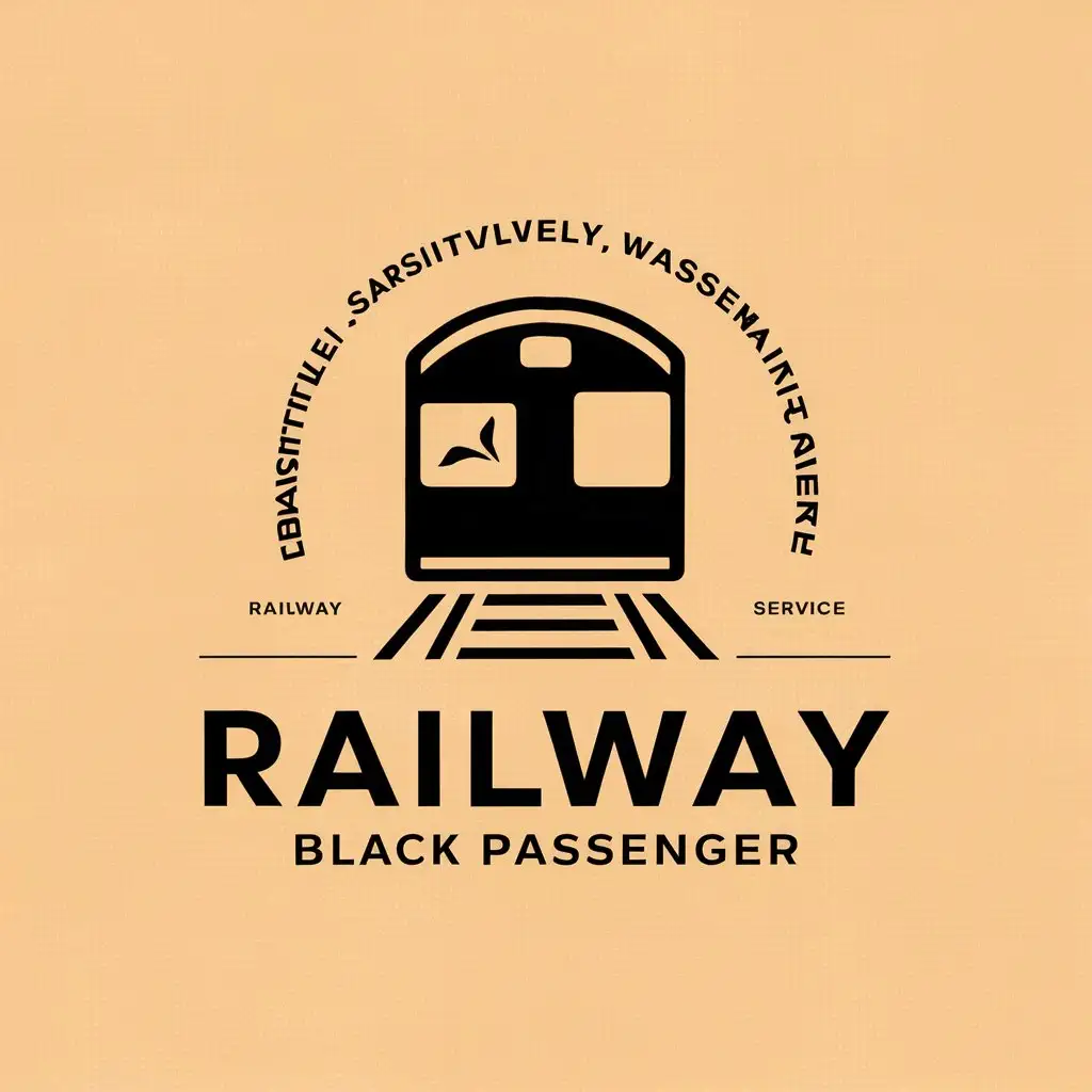 a vector logo design,with the text "Railway, black passenger, sensitive, carefully, passionately, warm service,", main symbol:railway,Moderate,be used in Others industry,clear background